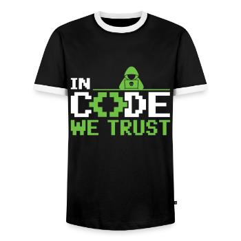In Code We Trust - Ethical Hacker Cybersecurity - Männer Kontrast-T-Shirt - Schwarz/Weiß - Vorne - AI Model Female 172 light (172cm) & AI Model Male 178 light (178cm)