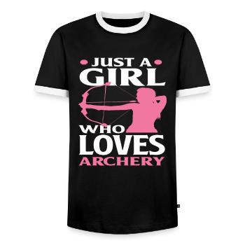 Bogen Frau Mädchen Bogenschießen - Männer Kontrast-T-Shirt - Schwarz/Weiß - Vorne - AI Model Female 172 light (172cm) & AI Model Male 178 light (178cm)