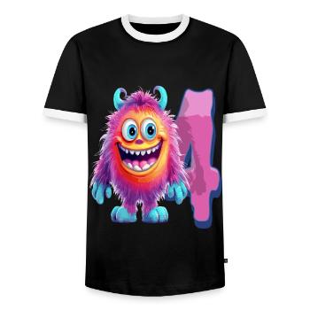 Monster design for children – four years - Men's Ringer Shirt - black/white - Front - AI Model Female 172 light (172cm) & AI Model Male 178 light (178cm)