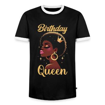 Geburtstagskönigin Afroamerikaner Melanin Schwarz - Männer Kontrast-T-Shirt - Schwarz/Weiß - Vorne - AI Model Female 172 light (172cm) & AI Model Male 178 light (178cm)