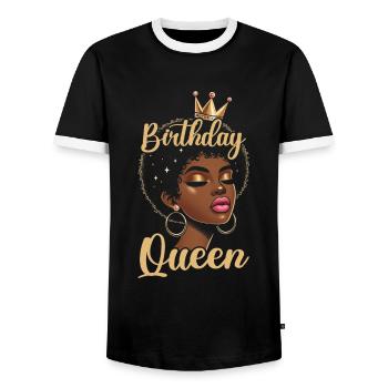 Geburtstagskönigin Afroamerikaner Melanin Schwarz - Männer Kontrast-T-Shirt - Schwarz/Weiß - Vorne - AI Model Female 172 light (172cm) & AI Model Male 178 light (178cm)