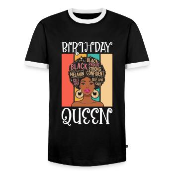 Geburtstagskönigin Afroamerikaner Melanin Schwarz - Männer Kontrast-T-Shirt - Schwarz/Weiß - Vorne - AI Model Female 172 light (172cm) & AI Model Male 178 light (178cm)