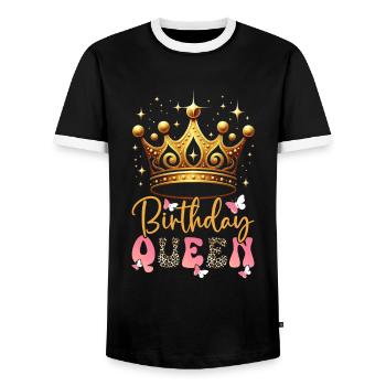 Geburtstagskönigin Afroamerikaner Melanin Schwarz - Männer Kontrast-T-Shirt - Schwarz/Weiß - Vorne - AI Model Female 172 light (172cm) & AI Model Male 178 light (178cm)