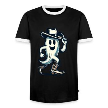 Drôle Cowboy fantôme Halloween Party - T-shirt contrasté Homme - noir/blanc - Devant - AI Model Female 172 light (172cm) & AI Model Male 178 light (178cm)
