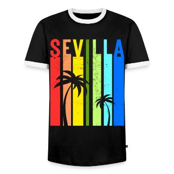 Seville Andalusia Spain Holiday Idea - Men's Ringer Shirt - black/white - Front - AI Model Female 172 light (172cm) & AI Model Male 178 light (178cm)