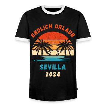 Sevilla Urlaub 2024 Andalusien Spanien - Männer Kontrast-T-Shirt - Schwarz/Weiß - Vorne - AI Model Female 172 light (172cm) & AI Model Male 178 light (178cm)