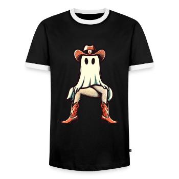 Funny Ghost Cowboy girl Boots Cowboy Hat - Männer Kontrast-T-Shirt - Schwarz/Weiß - Vorne - AI Model Female 172 light (172cm) & AI Model Male 178 light (178cm)