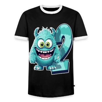 Monster design for children – two years - Men's Ringer Shirt - black/white - Front - AI Model Female 172 light (172cm) & AI Model Male 178 light (178cm)