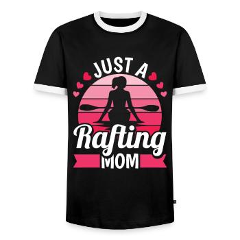 Rafting Mutter Just A Rafting Mom - Men's Ringer Shirt - black/white - Front - AI Model Female 172 light (172cm) & AI Model Male 178 light (178cm)