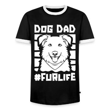 Berger Australien Chien Papa Fourrure Vie - T-shirt contrasté Homme - noir/blanc - Devant - AI Model Female 172 light (172cm) & AI Model Male 178 light (178cm)