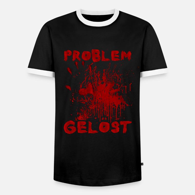 Problem solved - Funny Halloween saying - Men's Ringer Shirt - black/white