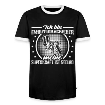 Vehicle painter is patient painter - Men's Ringer Shirt - black/white - Front - AI Model Female 172 light (172cm) & AI Model Male 178 light (178cm)