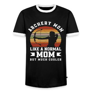Bogen Mama Mutter Bogenschießen - Männer Kontrast-T-Shirt - Schwarz/Weiß - Vorne - AI Model Female 172 light (172cm) & AI Model Male 178 light (178cm)