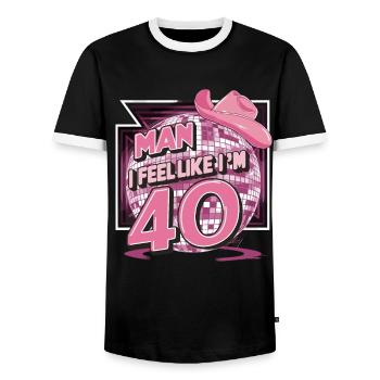 Man I Feel Like I'm 40 Geburtstag Western - Männer Kontrast-T-Shirt - Schwarz/Weiß - Vorne - AI Model Female 172 light (172cm) & AI Model Male 178 light (178cm)