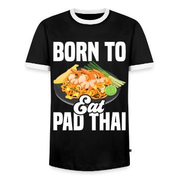 Pad Thai Thai Food Thai Cuisine Thailand - Men's Ringer Shirt - black/white - Front - AI Model Female 172 light (172cm) & AI Model Male 178 light (178cm)