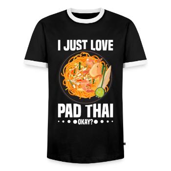 Pad Thai Thai Food Thai Cuisine Thailand - Men's Ringer Shirt - black/white - Front - AI Model Female 172 light (172cm) & AI Model Male 178 light (178cm)