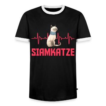 Siamese Cats SIAMESE Cat Owner Siamese Cat - Men's Ringer Shirt - black/white - Front - AI Model Female 172 light (172cm) & AI Model Male 178 light (178cm)