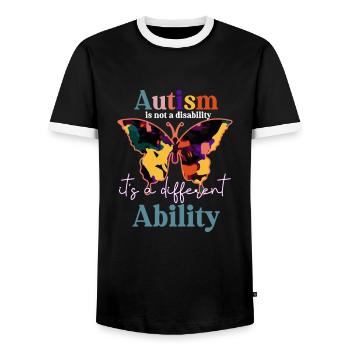 Autisme - T-shirt contrasté Homme - noir/blanc - Devant - AI Model Female 172 light (172cm) & AI Model Male 178 light (178cm)