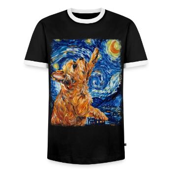 Bruxelles Griffon Chien Nuit étoilée Peinture - T-shirt contrasté Homme - noir/blanc - Devant - AI Model Female 172 light (172cm) & AI Model Male 178 light (178cm)