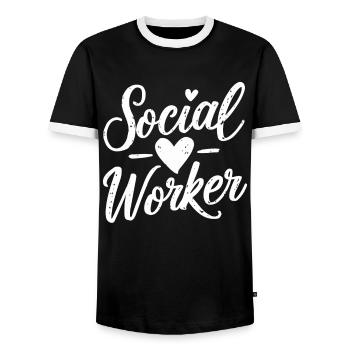 Social Worker Herz Social Work Liebe - Männer Kontrast-T-Shirt - Schwarz/Weiß - Vorne - AI Model Female 172 light (172cm) & AI Model Male 178 light (178cm)