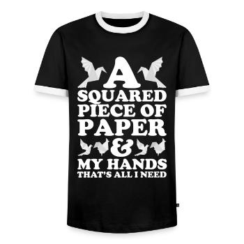 Origami Master Papier Falten Papierkranich Japan - Männer Kontrast-T-Shirt - Schwarz/Weiß - Vorne - AI Model Female 172 light (172cm) & AI Model Male 178 light (178cm)