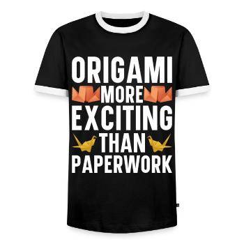 Origami Master Papier Falten Papierkranich Japan - Männer Kontrast-T-Shirt - Schwarz/Weiß - Vorne - AI Model Female 172 light (172cm) & AI Model Male 178 light (178cm)