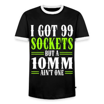 Mechanic I Got 99 Sockets But A 10mm Ain't One - Men's Ringer Shirt - black/white - Front - AI Model Female 172 light (172cm) & AI Model Male 178 light (178cm)