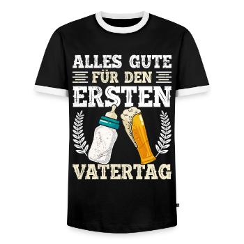BONNE PREMIÈRE FÊTE DES PÈRES 2025 Papa - T-shirt contrasté Homme - noir/blanc - Devant - AI Model Female 172 light (172cm) & AI Model Male 178 light (178cm)