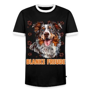 Berger australien BLANK JOY Aussie - T-shirt contrasté Homme - noir/blanc - Devant - AI Model Female 172 light (172cm) & AI Model Male 178 light (178cm)