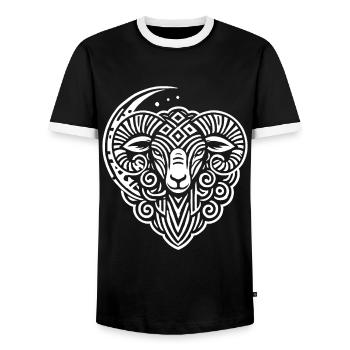 Sheep Moon Phases - Men's Ringer Shirt - black/white - Front - AI Model Female 172 light (172cm) & AI Model Male 178 light (178cm)