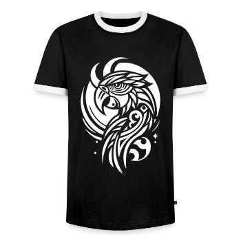Parrot Moon Phases - Men's Ringer Shirt - black/white - Front - AI Model Female 172 light (172cm) & AI Model Male 178 light (178cm)