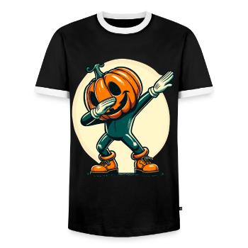 Dabbing Halloween Citrouille Drôle Dabbing Citrouille - T-shirt contrasté Homme - noir/blanc - Devant - AI Model Female 172 light (172cm) & AI Model Male 178 light (178cm)