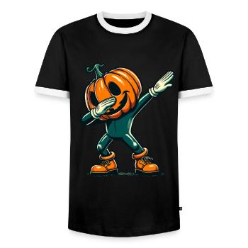 Dabbing Halloween Citrouille Drôle Dabbing Citrouille - T-shirt contrasté Homme - noir/blanc - Devant - AI Model Female 172 light (172cm) & AI Model Male 178 light (178cm)