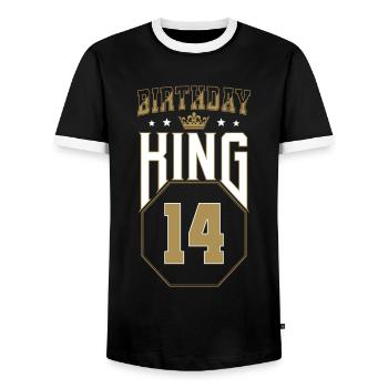 Anniversaire Roi 14 Ans 14ème Cadeau d’Anniversaire - T-shirt contrasté Homme - noir/blanc - Devant - AI Model Female 172 light (172cm) & AI Model Male 178 light (178cm)
