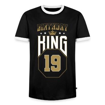 Anniversaire Roi 19 ans 19ème cadeau d’anniversaire - T-shirt contrasté Homme - noir/blanc - Devant - AI Model Female 172 light (172cm) & AI Model Male 178 light (178cm)