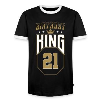 Anniversaire Roi 21 ans 21e anniversaire Cadeau - T-shirt contrasté Homme - noir/blanc - Devant - AI Model Female 172 light (172cm) & AI Model Male 178 light (178cm)