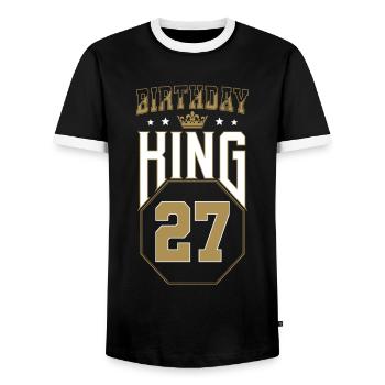 Anniversaire Roi 27 ans 27e anniversaire Cadeau - T-shirt contrasté Homme - noir/blanc - Devant - AI Model Female 172 light (172cm) & AI Model Male 178 light (178cm)