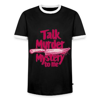 Murder Mystery Dinner joue la victime - T-shirt contrasté Homme - noir/blanc - Devant - AI Model Female 172 light (172cm) & AI Model Male 178 light (178cm)