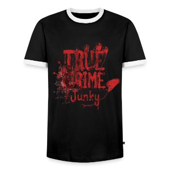 Murder Mystery Dinner joue la victime - T-shirt contrasté Homme - noir/blanc - Devant - AI Model Female 172 light (172cm) & AI Model Male 178 light (178cm)