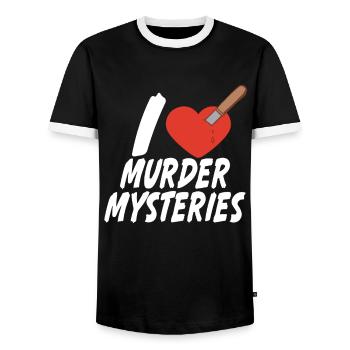 Murder Mystery Dinner joue la victime - T-shirt contrasté Homme - noir/blanc - Devant - AI Model Female 172 light (172cm) & AI Model Male 178 light (178cm)