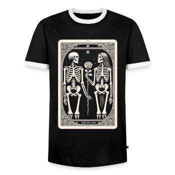 T-shirt squelette de tarot pour les fans d’Halloween - T-shirt contrasté Homme - noir/blanc - Devant - AI Model Female 172 light (172cm) & AI Model Male 178 light (178cm)