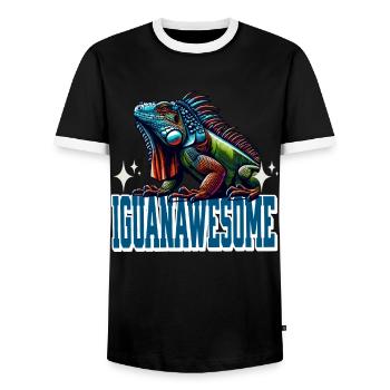 Iguane - T-shirt contrasté Homme - noir/blanc - Devant - AI Model Female 172 light (172cm) & AI Model Male 178 light (178cm)