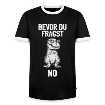 Humoristique - Avant que vous ne demandiez, non - Cool et effronté - T-shirt contrasté Homme - noir/blanc - Devant - AI Model Female 172 light (172cm) & AI Model Male 178 light (178cm)