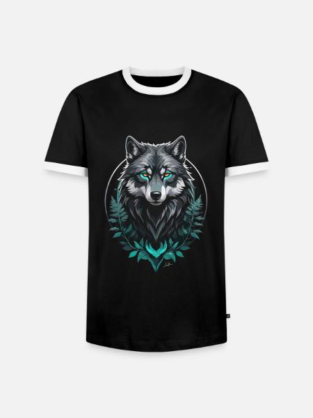 Forest Arctic Wolf - Men's Ringer Shirt - black/white