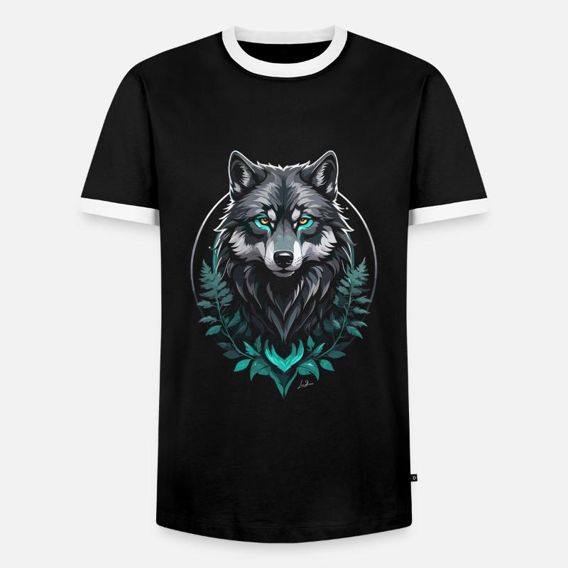 Forest Arctic Wolf - Men's Ringer Shirt - black/white