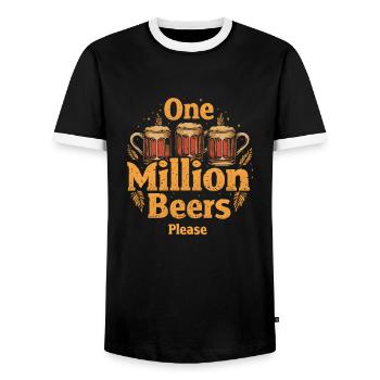 Un million de bières s’il vous plaît - Dicton de bière pour les hommes - T-shirt contrasté Homme - noir/blanc - Devant - AI Model Female 172 light (172cm) & AI Model Male 178 light (178cm)