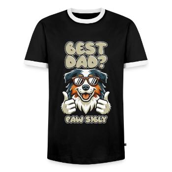 Berger Australien Père Meilleur Papa Pawsibly - T-shirt contrasté Homme - noir/blanc - Devant - AI Model Female 172 light (172cm) & AI Model Male 178 light (178cm)