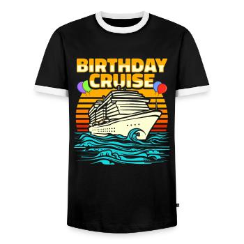 Kreuzfahrt Birthday Cruise - Men's Ringer Shirt - black/white - Front - AI Model Female 172 light (172cm) & AI Model Male 178 light (178cm)