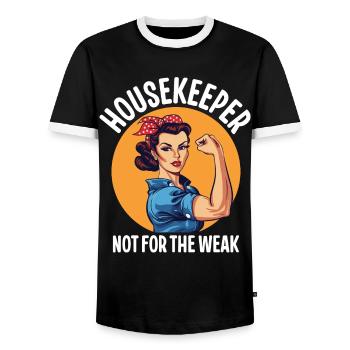 Housekeeper Not For The Weak - Men's Ringer Shirt - black/white - Front - AI Model Female 172 light (172cm) & AI Model Male 178 light (178cm)