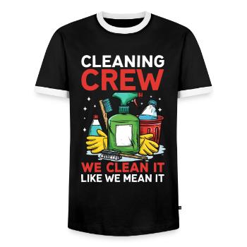Cleaning Crew - Men's Ringer Shirt - black/white - Front - AI Model Female 172 light (172cm) & AI Model Male 178 light (178cm)